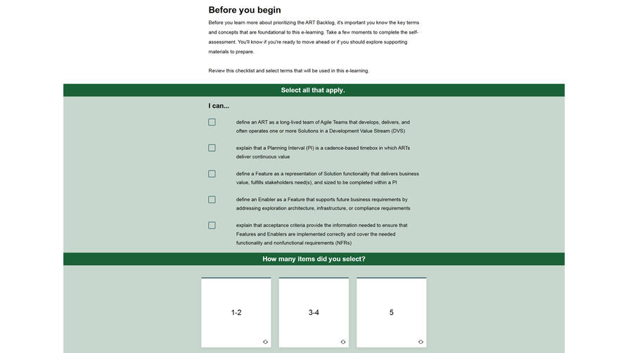 Pre-learning assessment